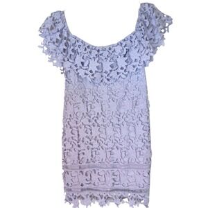 Astr Lavender Floral Guipure Lace Off-The-Shoulder Mini Dress Size L